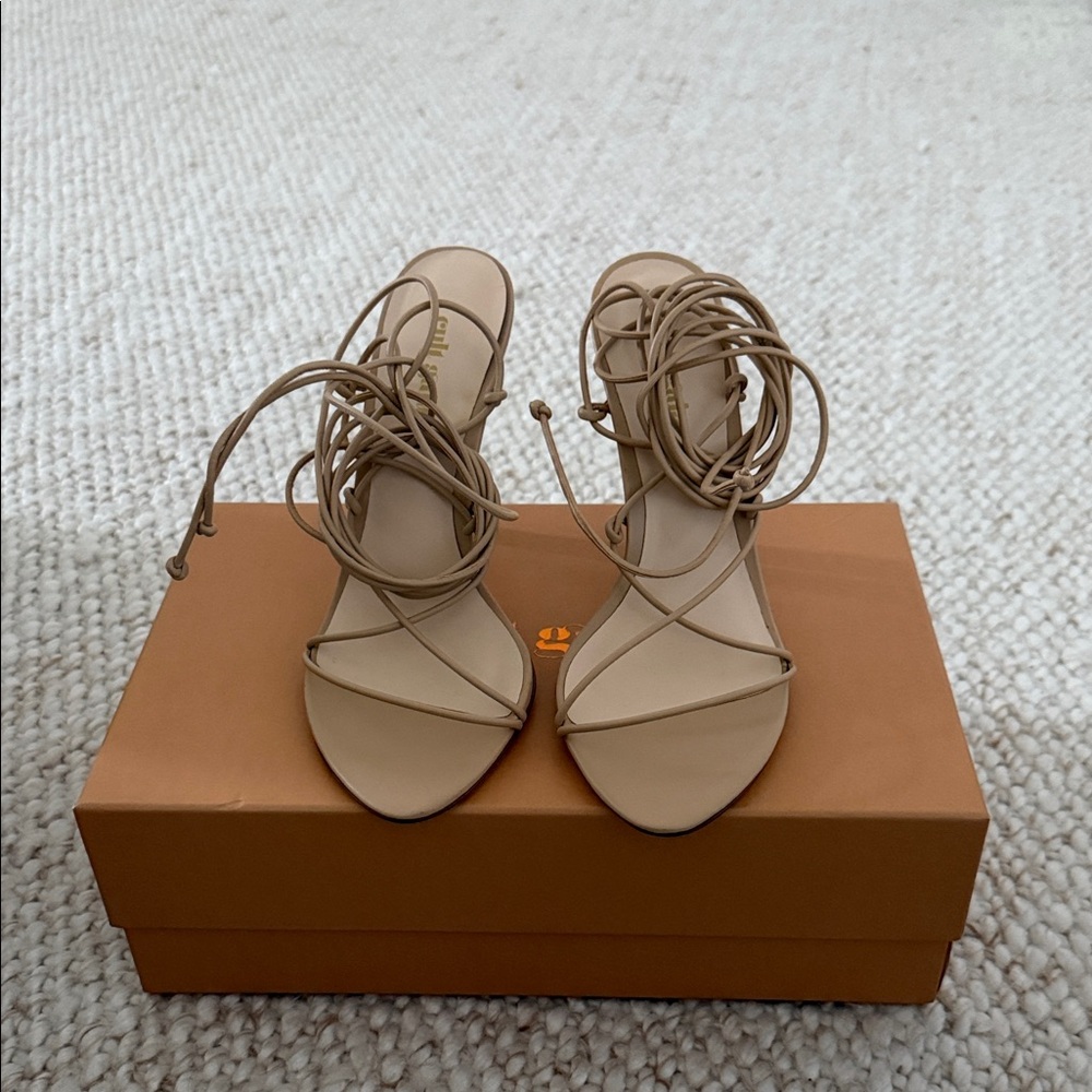 Cult Gaia Beige Strappy Heels